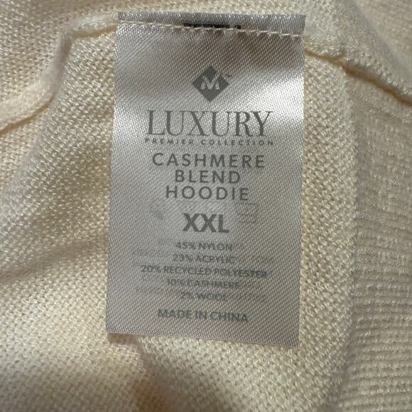 Members Mark Luxury Knitwear Cashmere Blend Light Hoodie Cream Women XXL Soft - Picture 5 of 7